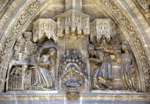 Nacimiento. Mercadante, Siglo XV. Tímpano de la Puerta de San Miguel. Catedral de Sevilla.(Foto: ** Antonio del Junco). ** La foto se publica con autorización de su autor a I.Mª Aroca