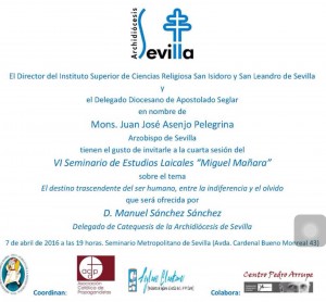 Invitación para el Seminario de Estudios Laicales del 7 de abril de 2016, a las 19 Horas.